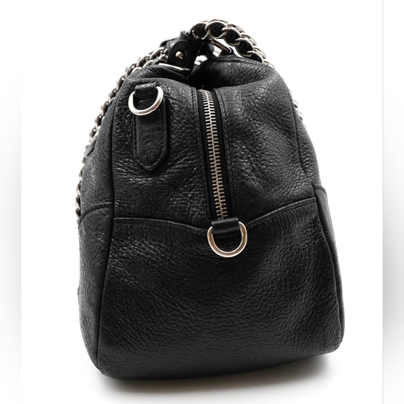 Prada Black Cervo Lux Leather Chain Bowling Bag - Picture 6 of 14
